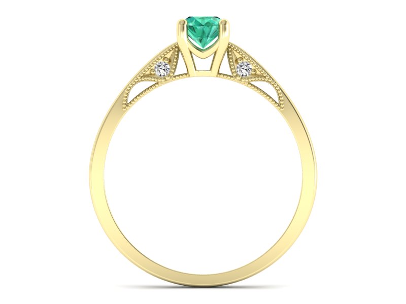 Złoty pierścionek ze szmaragdem i diamentami - p16435zsm — zdjęcie 2