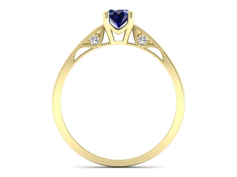 Złoty pierścionek z szafirem i diamentami - p16435zsz — zdjęcie 2