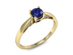 Złoty pierścionek z szafirem i diamentami - p16435zszc