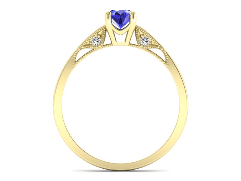 Złoty pierścionek z szafirem i diamentami - p16435zszc — zdjęcie 2