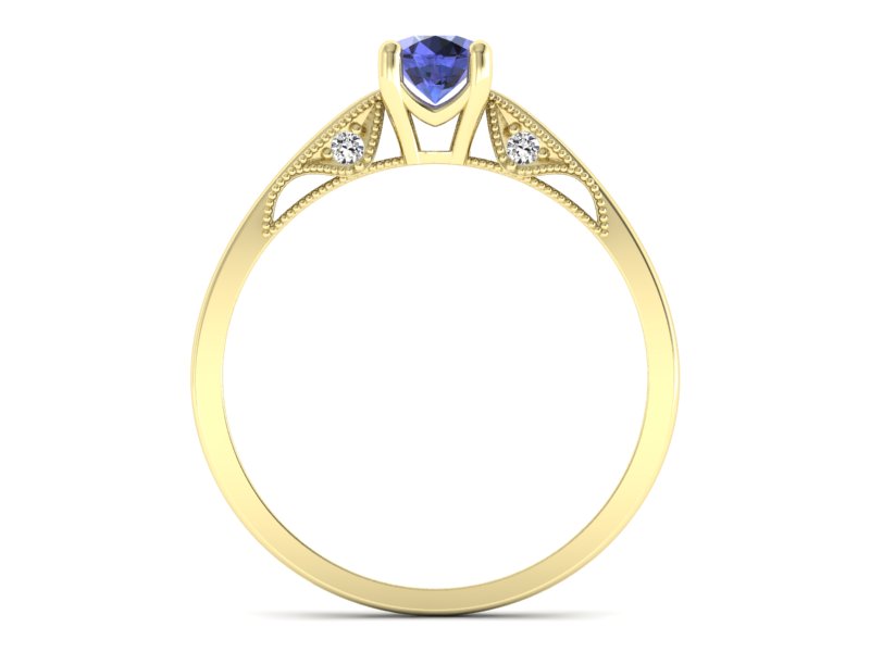 Pierścionek z tanzanitem i brylantami żółte złoto - p16435zt — zdjęcie 2