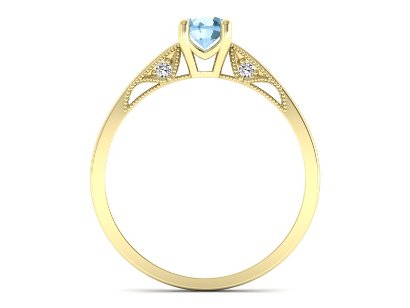 Pierścionek z topazem i brylantami żółte złoto - p16435ztp — zdjęcie 2