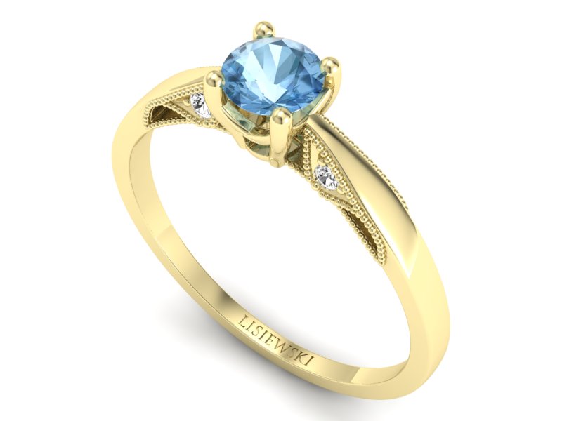 Pierścionek z topazem i brylantami żółte złoto - p16435ztp — zdjęcie 3
