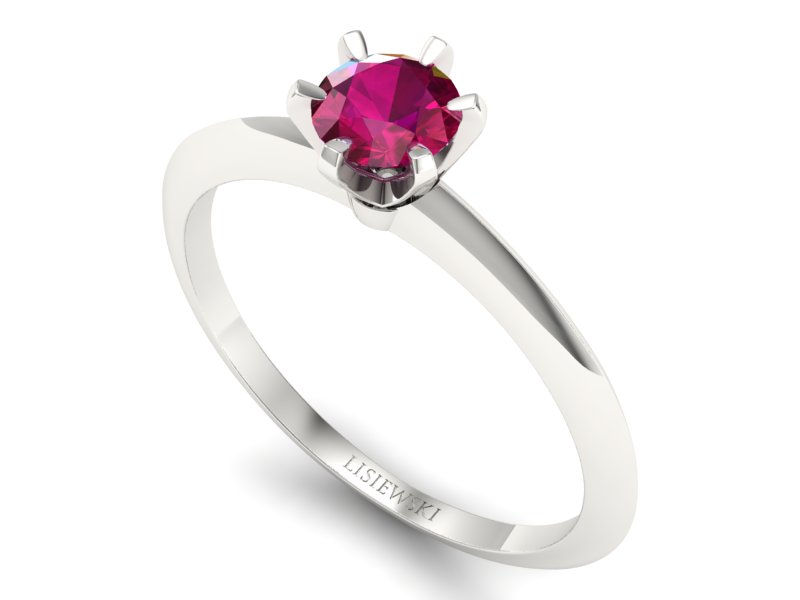 Złoty pierścionek z rubinem białe złoto - p16436br — zdjęcie 3