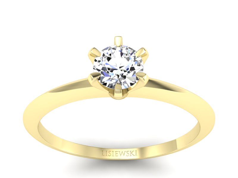 Złoty pierścionek z brylantem żółte złoto - p16436z