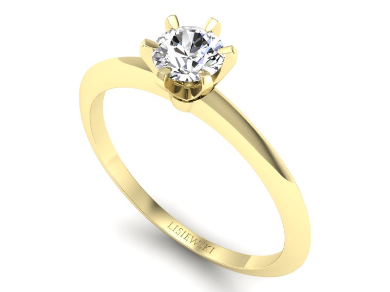 Złoty pierścionek z brylantem żółte złoto - p16436z — zdjęcie 3