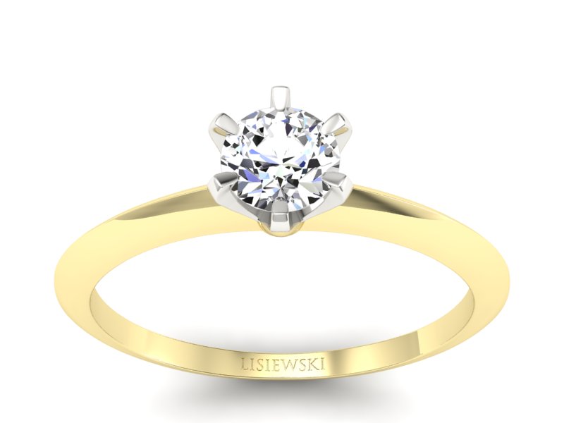 Pierścionek z diamentem żółte i białe złoto - p16436zb