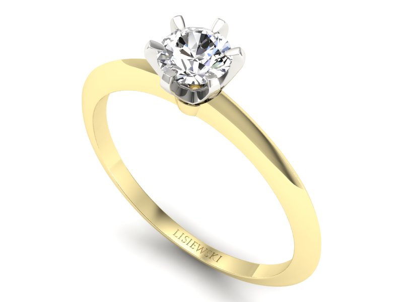 Pierścionek z diamentem żółte i białe złoto - p16436zb — zdjęcie 3