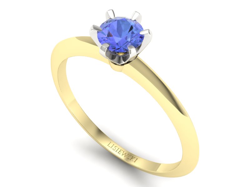Pierścionek z tanzanitem żółte białe złoto - p16436zbt — zdjęcie 3