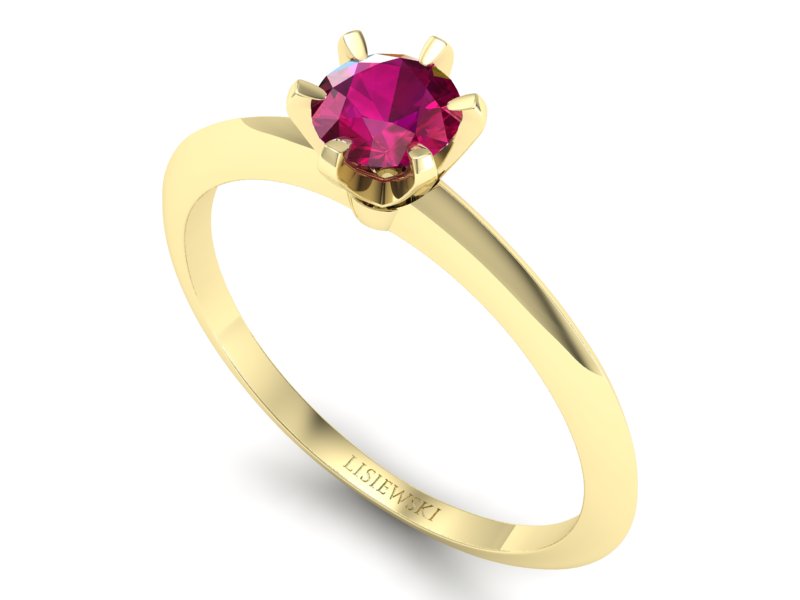 Pierścionek zaręczynowy z rubinem żółte złoto - p16436zr — zdjęcie 3