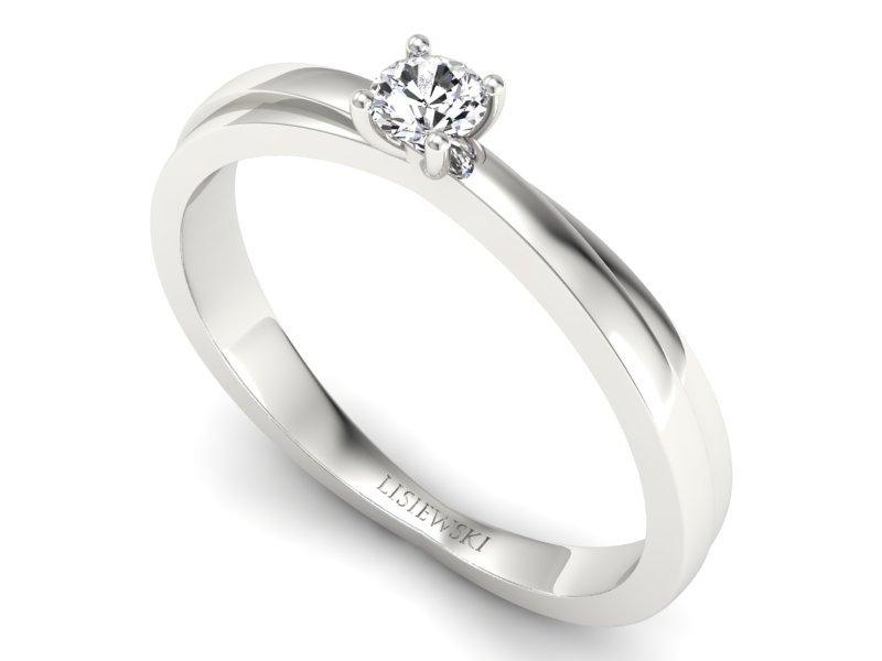 Pierścionek zaręczynowy z brylantem białe złoto - p16437b — zdjęcie 3