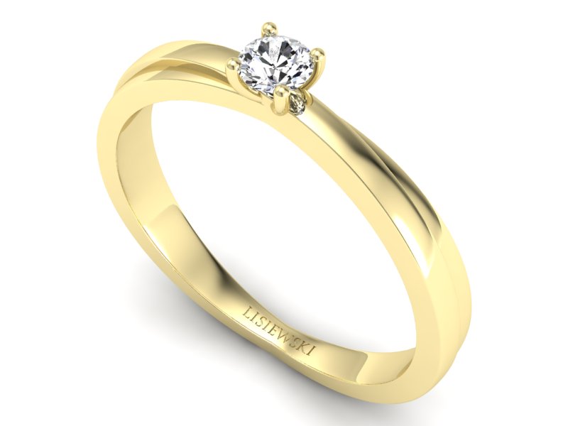 Złoty pierścionek z brylantem żółte złoto - p16437z — zdjęcie 3