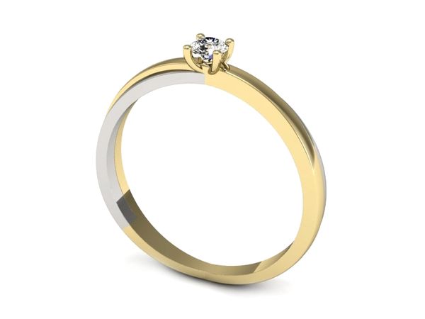 Pierścionek z diamentem żółte i białe złoto 585 - p16437zb