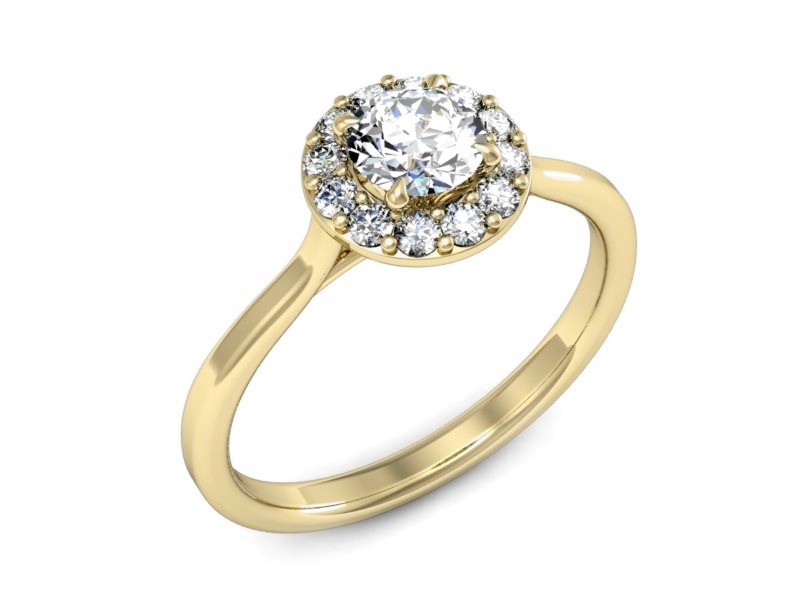 Złoty pierścionek z brylantami żółte złoto - p16438z