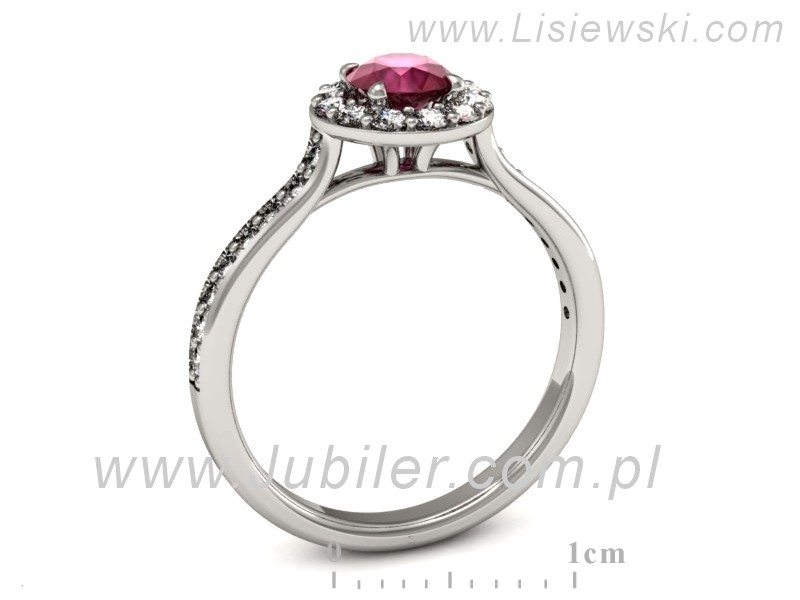 Pierścionek z rubinem białe złoto z brylantami gold 14k - p16439br - 3