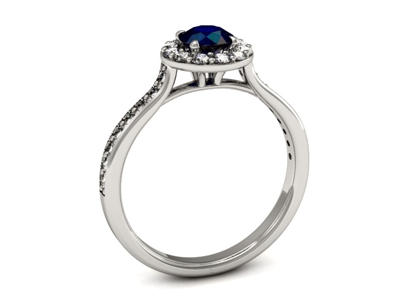 Pierścionek z szafirem i brylantami białe złoto - p16439bsz — zdjęcie 3