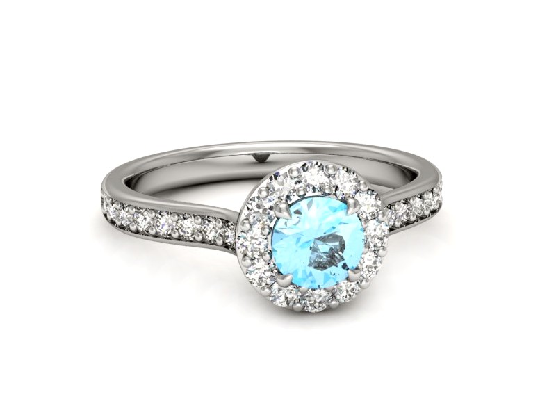 Pierścionek z topazem i brylantami białe złoto - p16439btp — zdjęcie 2