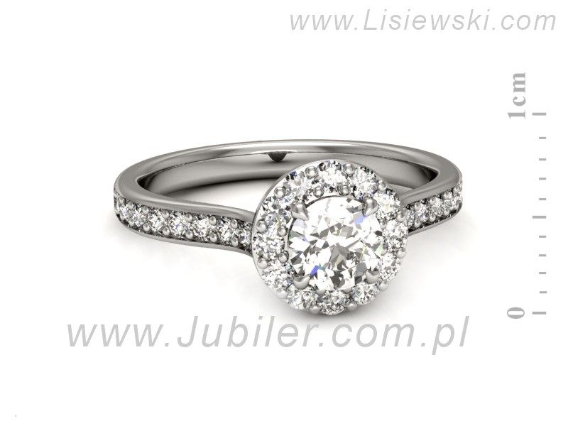 Złoty pierścionek z brylantami białe złoto - p16439bV — zdjęcie 2