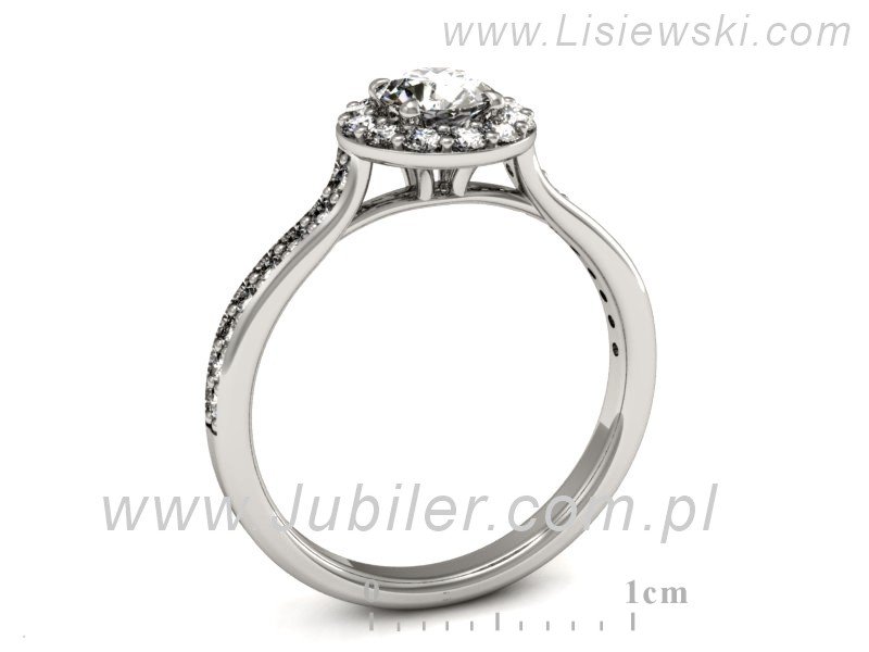 Złoty pierścionek z brylantami białe złoto - p16439bV — zdjęcie 3