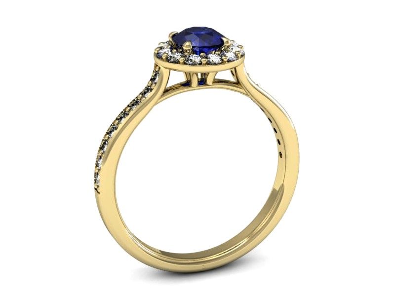 Złoty pierścionek z szafirem i diamentami złoto proba 585 - p16439zszc - 3