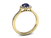 Złoty pierścionek z szafirem i diamentami - p16439zszc - 3