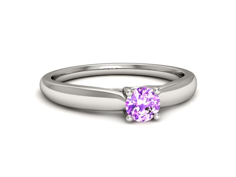 Złoty pierścionek z ametystem i brylantami - p16442bat — zdjęcie 3