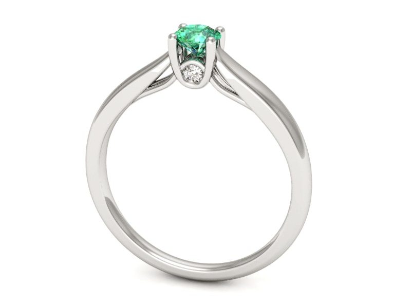 Złoty pierścionek ze szmaragdem i brylantami - p16442bsm — zdjęcie 2