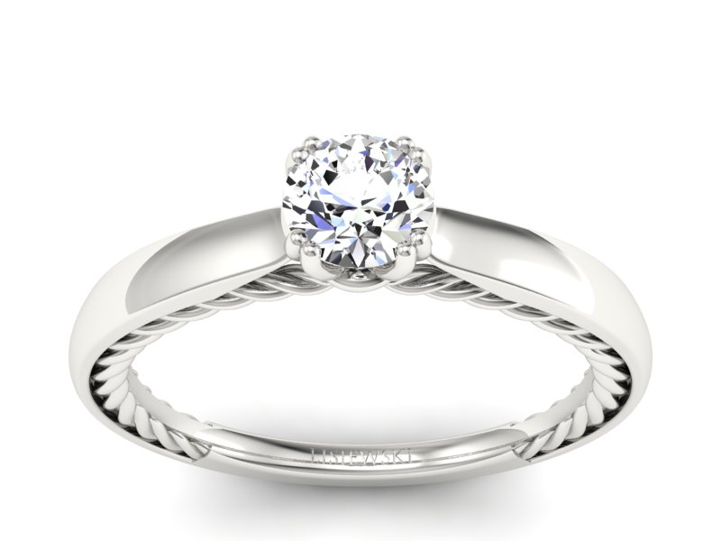 Złoty pierścionek z brylantem białe złoto - p16443b