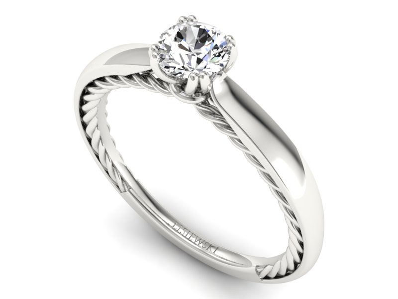 Złoty pierścionek z brylantem białe złoto - p16443b — zdjęcie 3