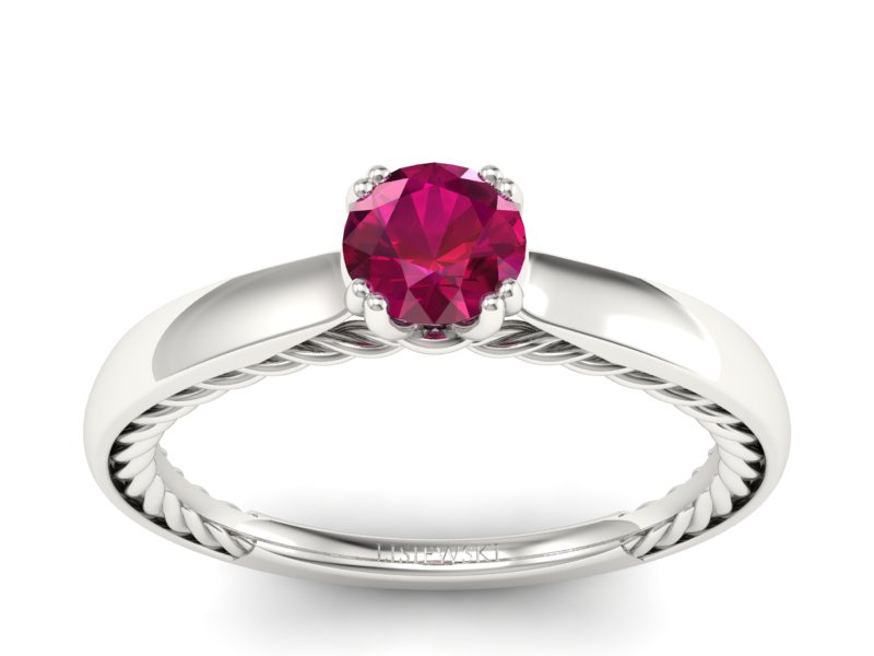 Złoty pierścionek z rubinem białe złoto - p16443br