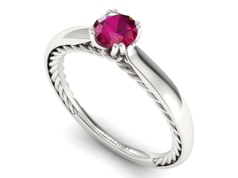 Złoty pierścionek z rubinem białe złoto - p16443br — zdjęcie 3