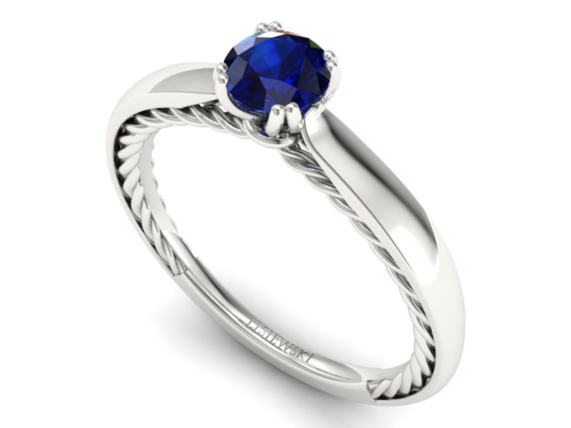 Złoty pierścionek z szafirem białe złoto - p16443bsz — zdjęcie 3