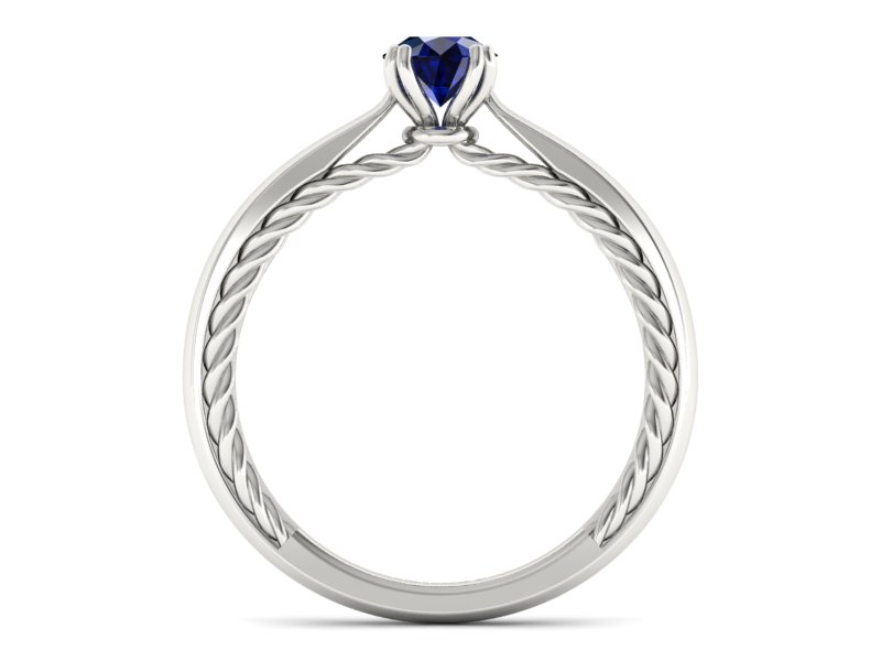 Złoty pierścionek z szafirem białe złoto - p16443bsz — zdjęcie 2