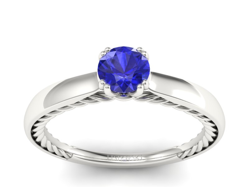 Złoty pierścionek z szafirem białe złoto - p16443bszc