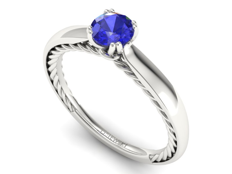 Złoty pierścionek z szafirem białe złoto - p16443bszc — zdjęcie 3