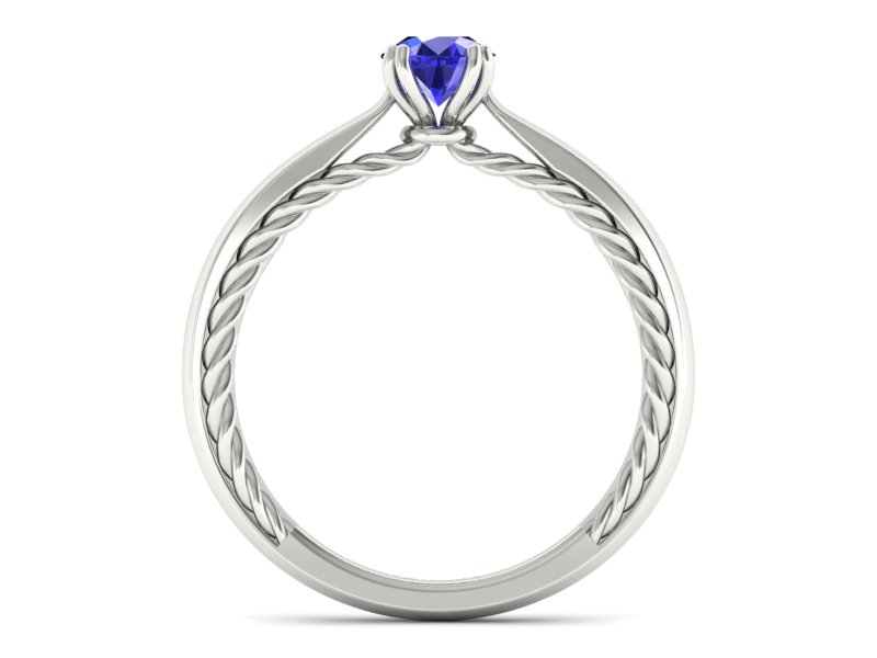 Złoty pierścionek z szafirem białe złoto - p16443bszc — zdjęcie 2