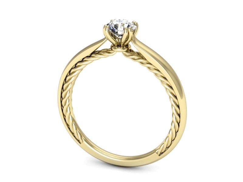 Złoty Pierścionek zaręczynowy z brylantem gold 14k złoto 585 - p16443z - 3