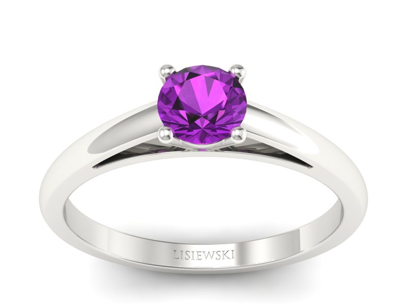 Złoty pierścionek z ametystem białe złoto - p16446bat