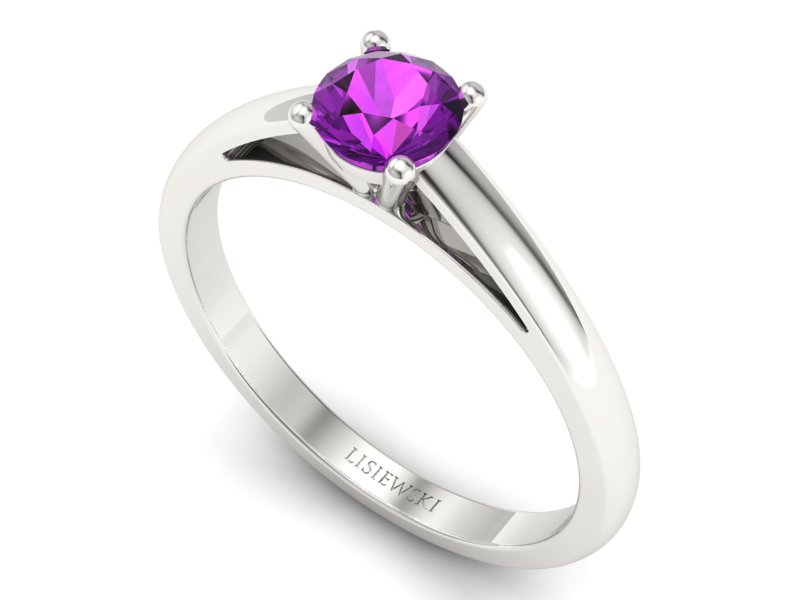 Złoty pierścionek z ametystem białe złoto - p16446bat — zdjęcie 3