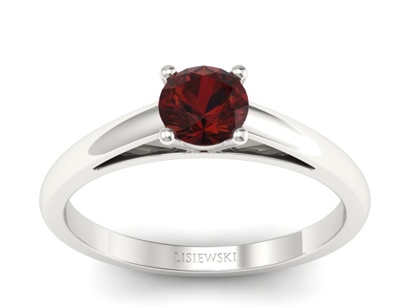 Złoty pierścionek z granatem białe złoto - p16446bgr