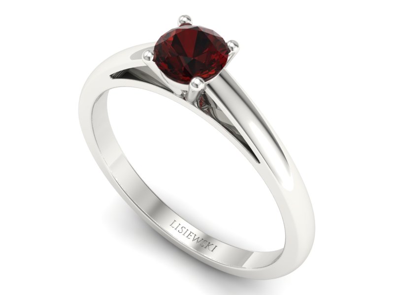 Złoty pierścionek z granatem białe złoto - p16446bgr — zdjęcie 3