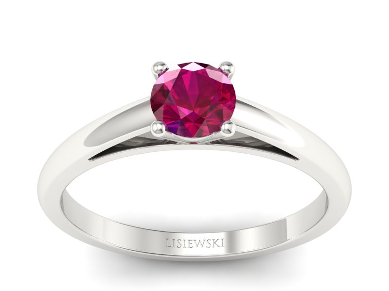 Złoty pierścionek z rubinem białe złoto - p16446br