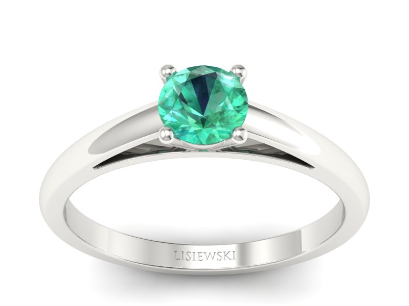 Złoty pierścionek ze szmaragdem białe złoto - p16446bsm