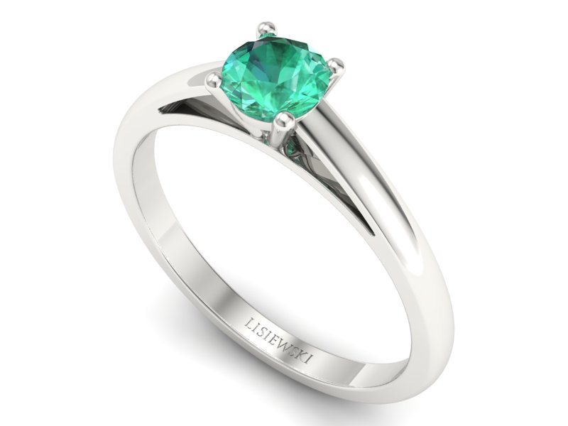 Złoty pierścionek ze szmaragdem białe złoto - p16446bsm — zdjęcie 3