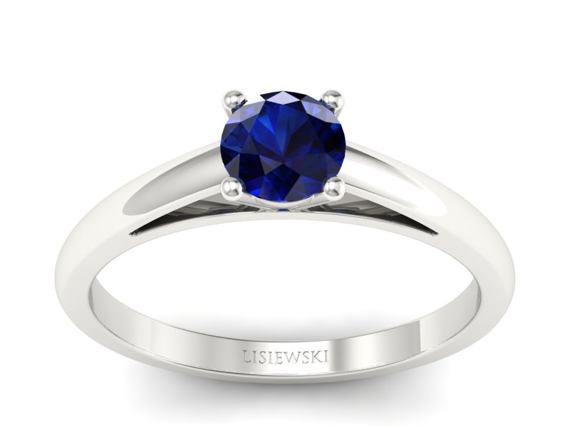 Złoty pierścionek z szafirem białe złoto - p16446bsz