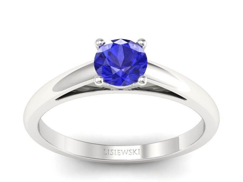 Złoty pierścionek z szafirem białe złoto - p16446bszc