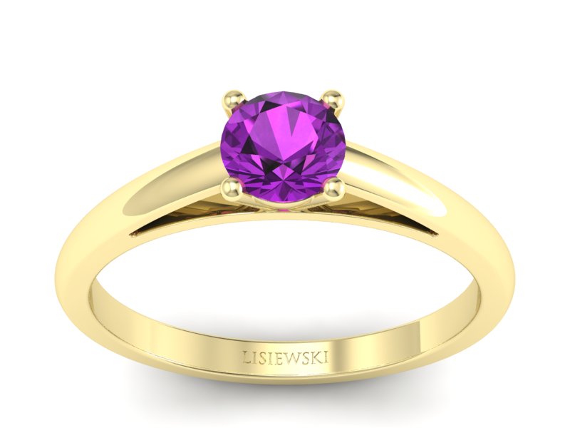 Złoty pierścionek z ametystem żółte złoto - p16446zat