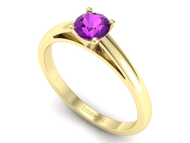Złoty pierścionek z ametystem żółte złoto - p16446zat — zdjęcie 3