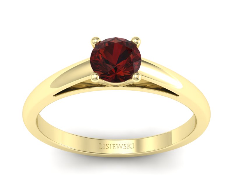 Złoty pierścionek z granatem żółte złoto - p16446zgr