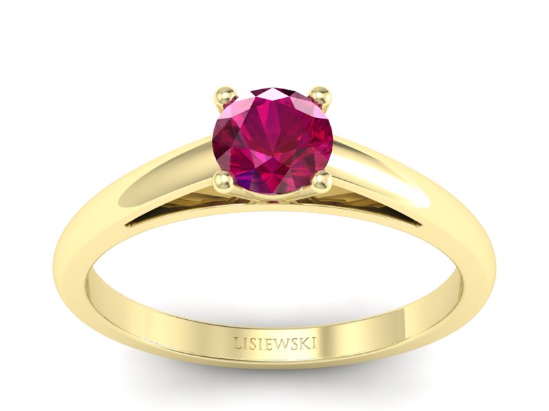 Złoty pierścionek z rubinem żółte złoto - p16446zr